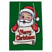 Kerstman Knipoog 🎅 "Prettig Kerstfeest" Medium Cadeauzakje (Achterkant)