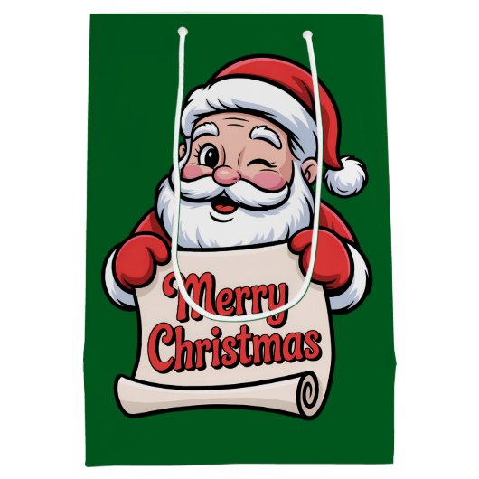 Kerstman Knipoog 🎅 "Prettig Kerstfeest" Medium Cadeauzakje (Achterkant)