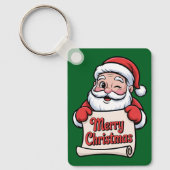 Kerstman Knipoog 🎅 "Prettig Kerstfeest" Sleutelhanger (Voorkant)