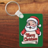 Kerstman Knipoog 🎅 "Prettig Kerstfeest" Sleutelhanger (Voorkant)