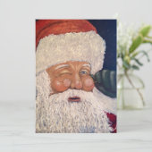 Kerstman knipoogt feestdagenkaart (Staand voorkant)