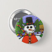 kerstman - Knop voor vakantie Magische knop Ronde Button 5,7 Cm (Voorkant /achterkant)