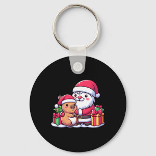 Kerstman Knuffelen Schattigee Capibara Christmas M Sleutelhanger