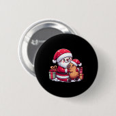 Kerstman knuffelen Schattigee Capibara met S Ronde Button 5,7 Cm (Voorkant /achterkant)