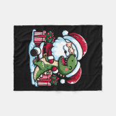 Kerstman knuffelen T Rex dinosaurus in Santa Ha Fleece Deken (Voorkant (Horizontaal))