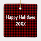 Kerstman knuffelt een fawn keramisch ornament (Achterkant)