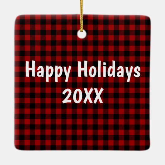 Kerstman knuffelt een fawn keramisch ornament (Achterkant)