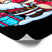 Kerstman Knuffelt T Rex Dinosaurus Kerstmis Matchi Poster (Hoek)