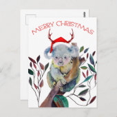 Kerstman Koala met Santa Hat Briefkaart (Voorkant / Achterkant)