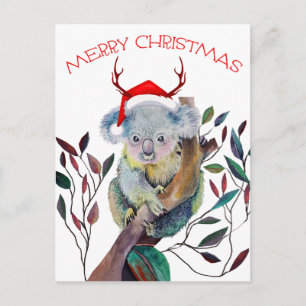 Kerstman Koala met Santa Hat Briefkaart