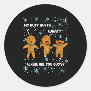 Kerstman Koekje M'n Billen Pijnigen Grappig Kerstm Ronde Sticker