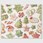 Kerstman Koekjes  Cadeaupapier (Vlak)