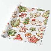Kerstman Koekjes  Cadeaupapier (Uitgerold)