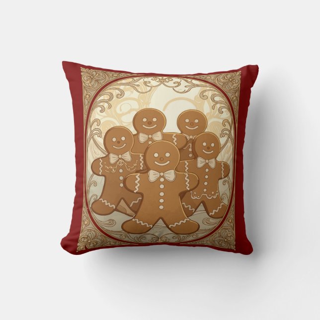Kerstman Koekjes Kerstmis Art Nouveau  Kussen (Voorkant)
