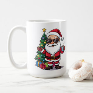 Kerstman Koele Mok met Zonnebril & Kerstboom