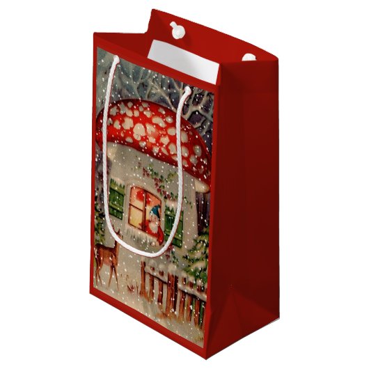 kerstman-koepel in champignonfeestdag klein cadeauzakje (Voorkant Gekanteld)