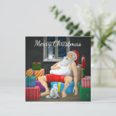 Kerstman Koffietijd Feestdagenkaart (Staand voorkant)