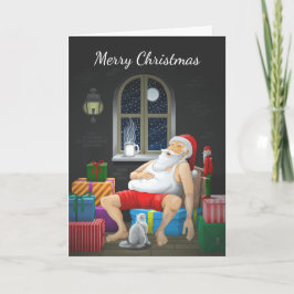 Kerstman Koffietijd Kaart