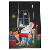 Kerstman Koffietijd Medium Cadeauzakje (Achterkant)