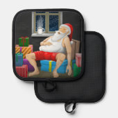 Kerstman Koffietijd Pannenlap (Voorkant / Achterkant)