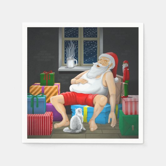 Kerstman Koffietijd Servet (Voorkant)
