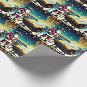 Kerstman koken op de BBQ Pit 2 Kerstmis Cadeaupapier (Hoek)