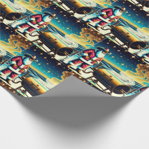 Kerstman koken op de BBQ Pit 2 Kerstmis Cadeaupapier