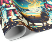 Kerstman koken op de BBQ Pit 2 Kerstmis Cadeaupapier (Rol Hoek)