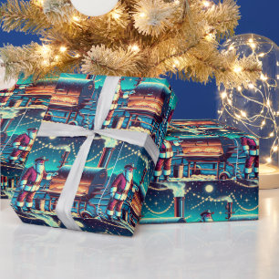 Kerstman koken op de BBQ Pit Kerstmis Cadeaupapier