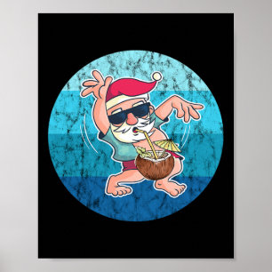 Kerstman Kokosdrank Vintage Oceaanwater Kerstmis Poster