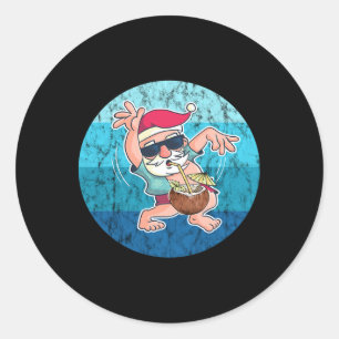 Kerstman Kokosnoot Drink Antieke Oceaan Water Kers Ronde Sticker