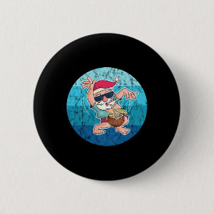 Kerstman Kokosnoot Drink Oude Oceaan Water Kerstmi Ronde Button 5,7 Cm