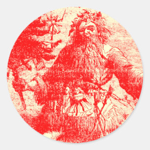 kerstman koloniaal toile ronde sticker