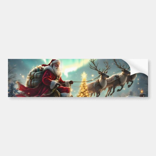 Kerstman komt aan bumpersticker (Voorkant)