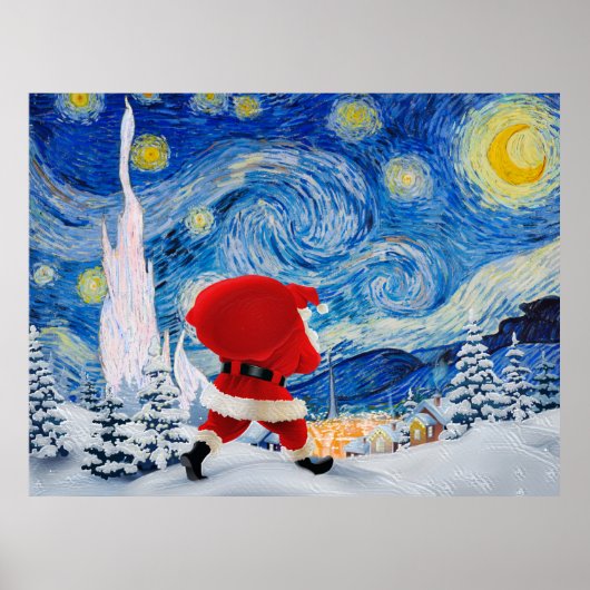 Kerstman komt ansichtkaart poster (Voorkant)