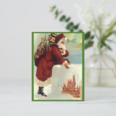 Kerstman komt door de schoorsteen (Nice Copy) Feestdagenkaart (Staand voorkant)