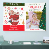 Kerstman komt elke leeftijd Baby Foto 1e Verjaarda Spandoek (Beurs)