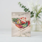 Kerstman komt eraan feestdagenkaart (Staand voorkant)