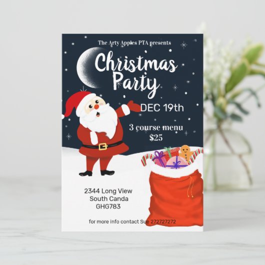 Kerstman komt kerstmarkt bezoeken kaart (Staand voorkant)