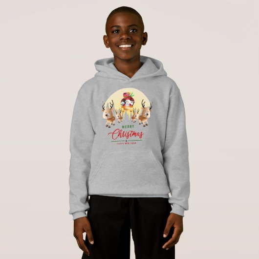 Kerstman komt | Kids Pullover Hoodie (Voorkant volledig)