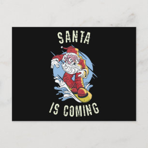 Kerstman komt met de snowboard briefkaart