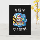 Kerstman komt met de Surfplank Kaart (Gele Bloem)