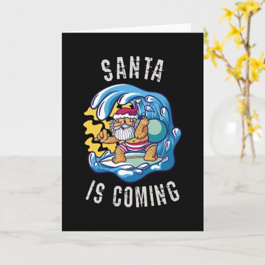 Kerstman komt met de Surfplank Kaart (Gele Bloem)