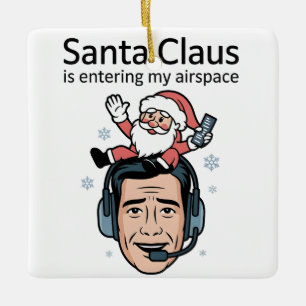 Kerstman komt mijn luchtruim binnen Luchtverkeersl Keramisch Ornament