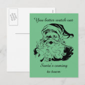  kerstman komt naar de stad feestdagenkaart (Voorkant / Achterkant)