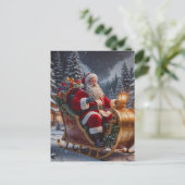 Kerstman komt naar de stad feestdagenkaart (Staand voorkant)