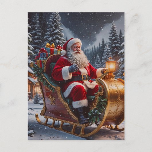 Kerstman komt naar de stad feestdagenkaart (Voorkant)