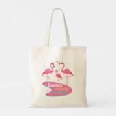 Kerstman komt naar de stad Funny Flamingo Kerstmis Tote Bag (Achterkant)