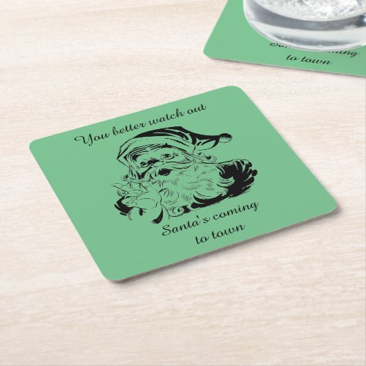  kerstman komt naar de stad kartonnen onderzetters (Schuin)