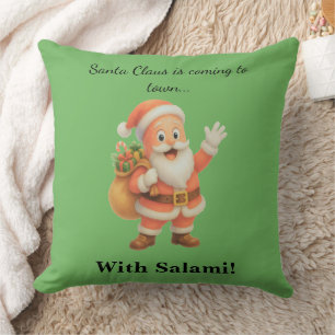 Kerstman komt naar de stad.. Met Salami! Kussen